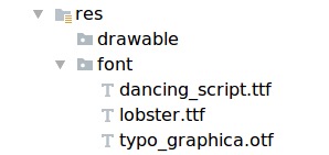 在资源目录中添加字体文件